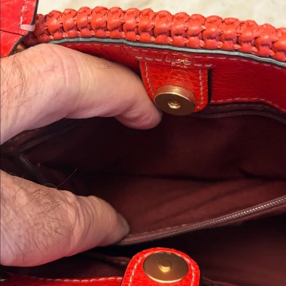 Coach Dempsey Straw Miami Tote 22 Crossbody in Red - Picture 8 of 11